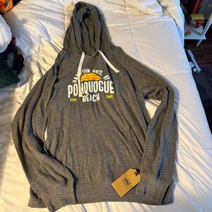 NWT MV sport hamptons new york ponquogue beach gray hooded sweatshirt